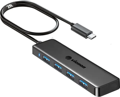 Vista 11 de Concentrador USB 3.0, VIENON USB Hub con 4 Puertos USB 3.0 Hembra, Divisor USB Extensor USB para PC, Portátil, Xbox, PS4/5, Unidad Flash, HDD