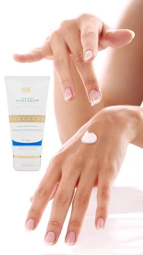 Vista 6 de Crema SALCOLL para manos con colágeno, crema para manos anti-edad hipoalergénico con colágeno natural potente, ayuda a la hidratación de la piel