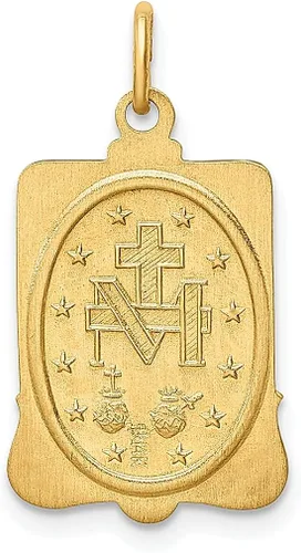 Vista 3 de Collar con dije de medalla milagrosa de oro amarillo de 14 quilates con marco rectangular sólido joyería fina religiosa para mujeres regalos