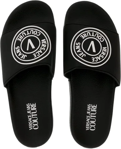 Vista 4 de Versace Jeans Couture Tobogán de piscina con logotipo de medallón negro para hombre