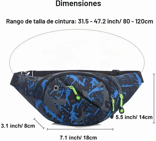 Vista 2 de Ausion - Cangurera con bolsillos con cremallera, cinturón ajustable para entrenamiento, de vacaciones, senderismo, correr, para iPhone 11 Pro Xs Max