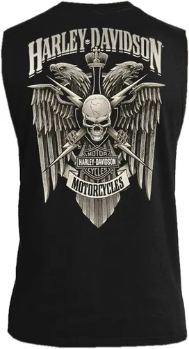 Vista 2 de Harley-Davidson Camisa muscular de algodón sin mangas Lightning Crest para hombre, color negro