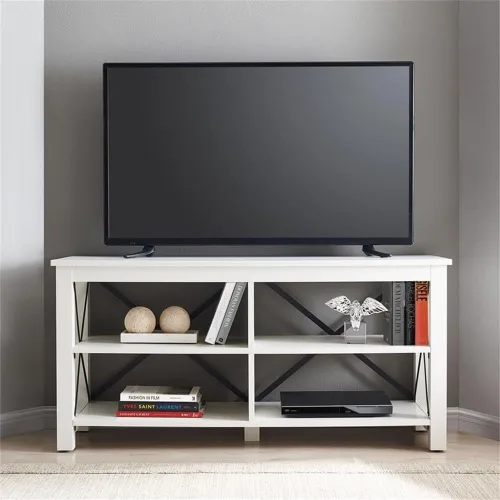 Vista 2 de Henn&Hart Soporte rectangular de TV para televisores de hasta 55 pulgadas en blanco, soportes de TV para la sala de estar