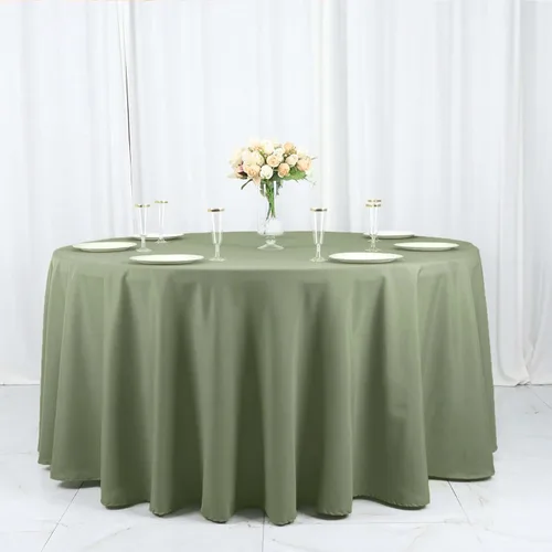 Vista 55 de Efavormart - Mantel redondo de poliéster de 108 pulgadas, 108 pulgadas, para bodas, fiestas, banquetes, restaurantes, color verde manzana
