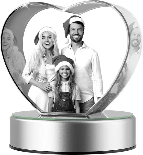 Vista 12 de Foto de cristal 3D con forma de corazón personalizada, regalo de imagen de cristal grabada con láser para papá, marido, abuelo, día del padre
