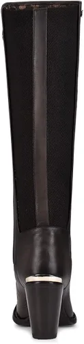 Vista 5 de CUADRA Botas altas para mujer en piel bovina con cremallera, color negro