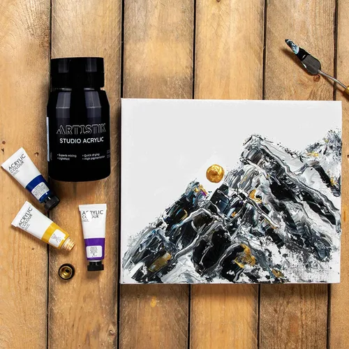 Vista 7 de Artistic Tarro de pintura acrílica, suministros de pintura de alto pigmento a prueba de decoloración, adecuado para lienzo, madera, cuero, tela