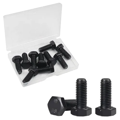 Vista 17 de Tornillos hexagonales M6, pernos de cabeza hexagonal M6-1.0 x 16mm, acero al carbono Grado 8.8, acabado de óxido negro, rosca completa, pernos