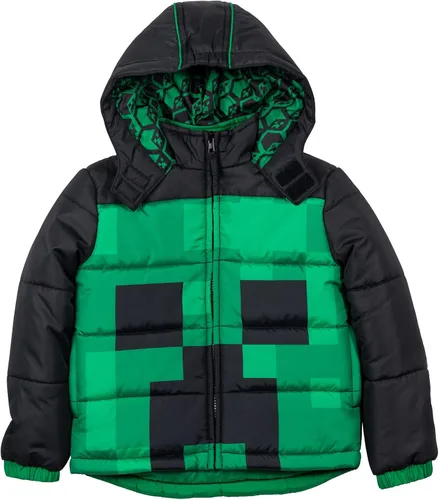 Vista 7 de Minecraft Steve Creeper - Abrigo de invierno con cremallera forro polar verde con licencia oficial de star wars silent one crew