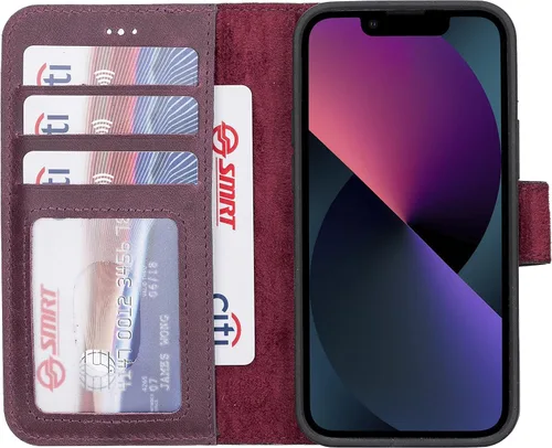 Vista 112 de HARDISTON Compatible con iPhone 7 Plus / 8 Plus Funda Cartera, Hecha a Mano de Cuero Genuino, Funda Magnética Desmontable con Tapa Abatible