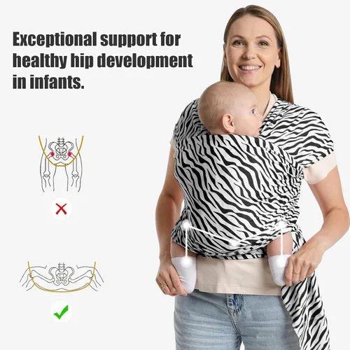Vista 3 de Portabebés a la moda, diseño ergonómico de manos libres, elástico y ergonómico para bebés de 7 a 35 libras, suave y cómodo Negro