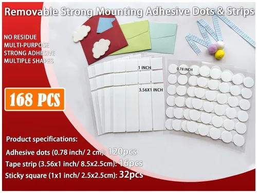 Vista 6 de Double Sided Sticky Tape, No Glue Residue Removable Stickers for Walls