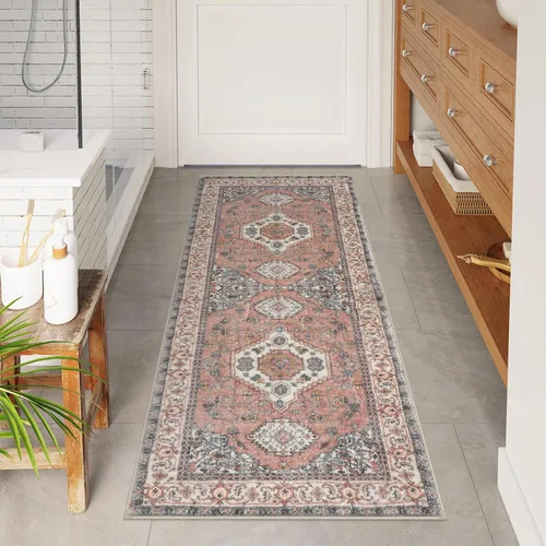Vista 9 de Alfombras de Baño Bohemias Azules Seavish, Tapete de Baño Absorbente Vintage Desgastado de 18x26 Pulgadas, Alfombra de Baño Pequeña Antideslizante