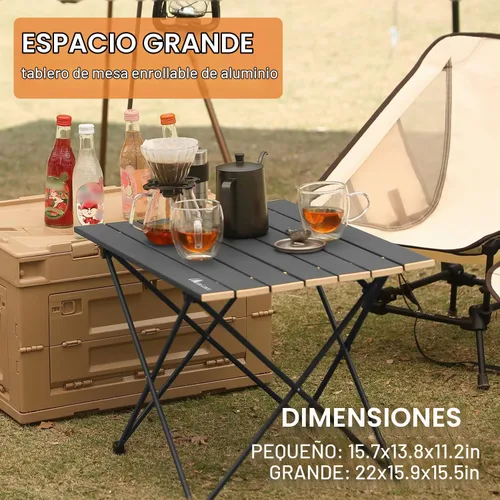 Vista 7 de MOON LENCE Mesa de camping plegable ultraligera, compacta, portátil con bolsa de transporte, para cocinar al aire libre, picnic, campamento, barco