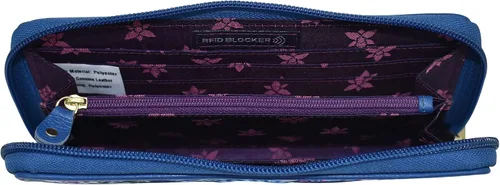 Vista 3 de Anuschka RFID Blocking Wristlet Travel Wallet - Wanderlust Collection - Nylon Fabric with Genuine Leather Trim and Artwork Print