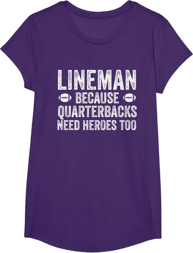 Vista 18 de Lineman Because Quarterbacks Need Heroes Camiseta de fútbol linieros S Negro