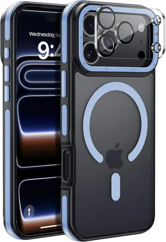Vista 113 de Funda para iPhone 17 Pro Max con protector de lente de cámara [protección de grado militar de 10 pies] compatible con MagSafe a prueba de golpes