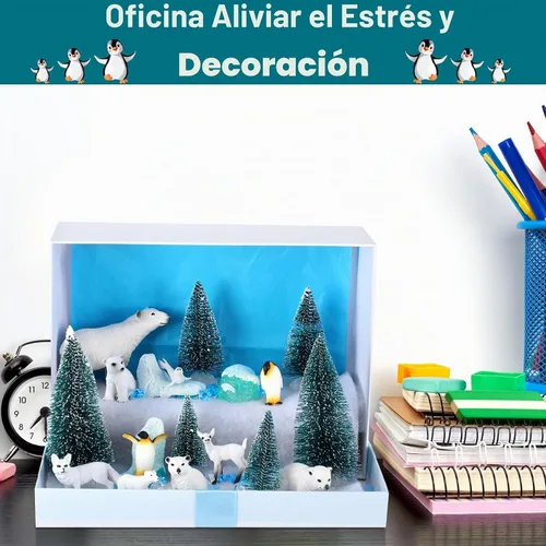 Vista 7 de Conjunto de proyectos escolares de animales polares, kit de suministros de diorama, juguetes de figurilla, modelo de proyecto de diorama, juguetes
