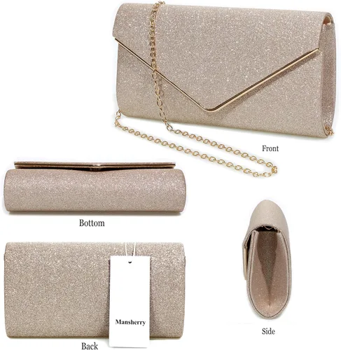 Vista 4 de Bolso de noche para mujer, bolso de fiesta brillante para mujer, bolso de fiesta de boda