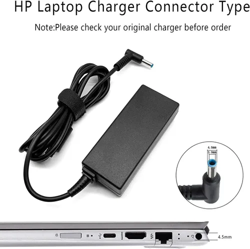 Vista 5 de 45W 19.5V 2.31A para cargador de laptop HP Punta azul, HP Pavilion x360 11 13 15, Zbook 14u G4 G5 15u 15 G3, 15-f111dx 15-f211wm 15-f233wm 15-f278nr