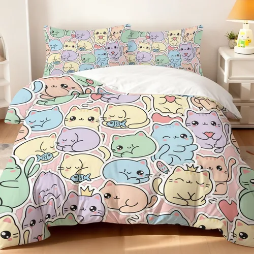 Vista 16 de Juego de funda de edredón de oso lindo tamaño individual, 3 piezas, ropa de cama suave y neutra calmante y acogedora, juego de funda de edredón