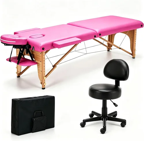 Vista 19 de Cama plegable portátil del balneario plegable de la tabla 23.6-27.6 in de Rosa (Pinks)