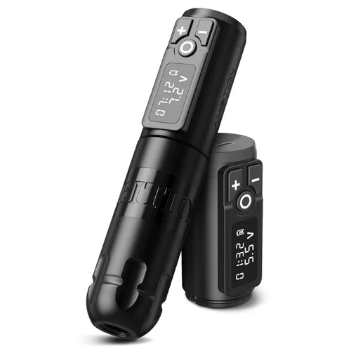 Vista 19 de Ambition Soldier - Bolígrafo rotativo de batería para tatuajes con cartucho, máquina de tatuaje con motor sin núcleo de 2400 mAh, fuente