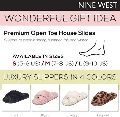 Vista 6 de NINE WEST Zapatillas cruzadas de piel sintética para las mujeres diapositivas de la casa del dedo del pie abierto Leopard