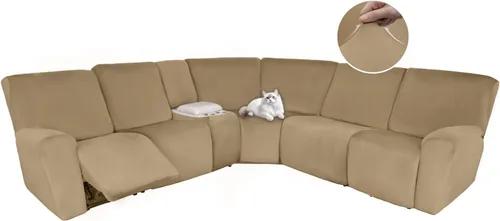 Vista 156 de HDCAXKJ Fundas de sofá seccional reclinable de terciopelo, cubierta de sofá seccional en forma de L, lavable, elástica, suave, para rincón