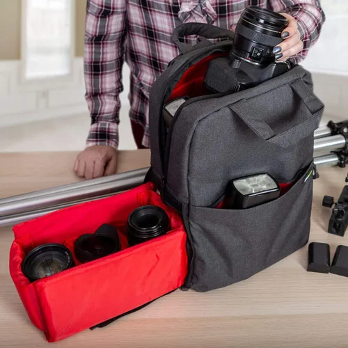Vista 7 de Deco Gear Mochila multifunción para cámara SLR/DSLR con puerto de carga USB integrado para Canon, Nikon, Sony, compatible con cámaras sin espejo