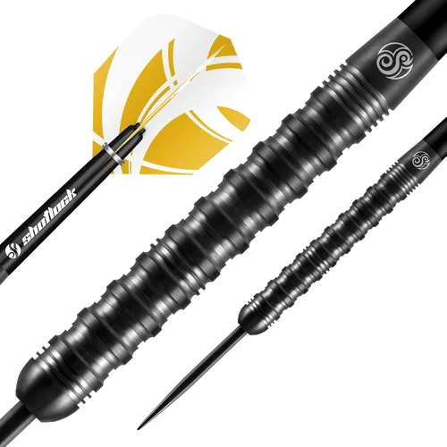 Vista 2 de Shot! Zen Tanto - Juego de dardos de acero 90% tungsteno, profesional, fabricado en Nueva Zelanda, vuelos diseñados para mujeres y hombres, dardos