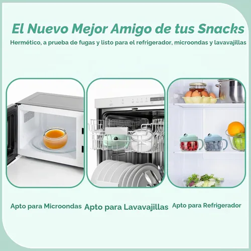 Vista 7 de SELEWARE Paquete de 2 vasos antiderrames para niños pequeños, atrapa aperitivos a prueba de derrames, con asa, Tritan y silicona sin BPA, contenedor