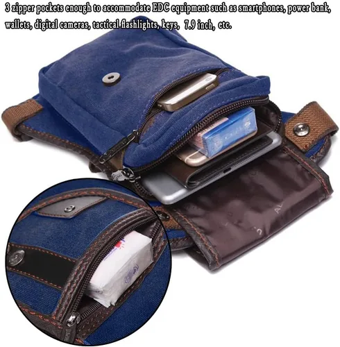 Vista 11 de Riñonera táctica al aire libre para hombres y mujeres, bolsa multifuncional para el muslo para motocicleta, bicicleta, senderismo, viajes, pesca