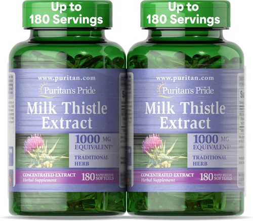 Vista 8 de Puritans Pride suplemento de cardo de leche, extracto 4:1, 180 cápsulas blandas de 1,000 mg (silimarina)