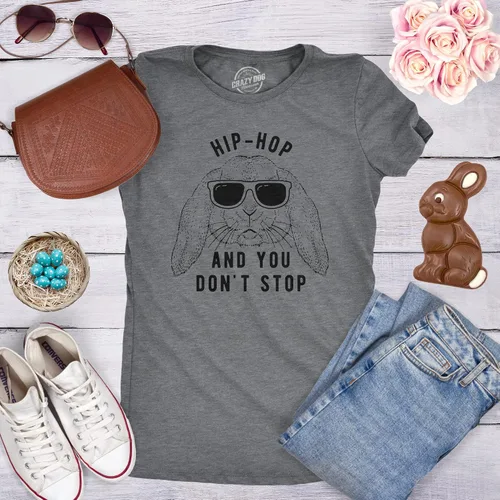 Vista 3 de Camiseta de hip hop and you Dont Stop para mujer, divertido regalo de Pascua para adultos sarcástico, Gris jaspeado oscuro