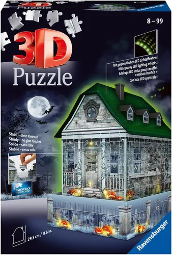 Vista 2 de Ravensburger Haunted House - Rompecabezas 3D de 216 piezas para niños 11548 – Tecnología Easy Click significa que las piezas encajan perfectamente