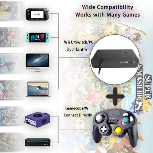 Vista 4 de XIKAYADA Gamecube Controller, Upgraded TURBO & HD Vibration Function, Wired Game Controller for Wii & GC, Double Color Design Style Classical