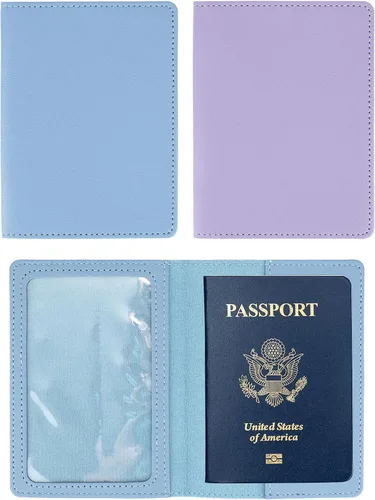 Vista 8 de Paquete de 2 portatarjetas de pasaporte y vacunación, de piel sintética, para pasaporte, funda protectora para vacunas, cartera de pasaporte