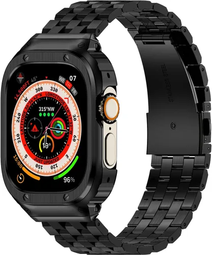 Vista 23 de Correa y funda de acero inoxidable compatible con Apple Watch Band 1.496 Negro