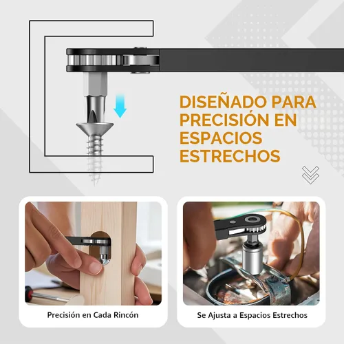 Vista 4 de Destornillador de Ángulo Recto Regalos para Hombres - Destornillador de Trinquete Desplazado de 90 Grados de Bolsillo Mini Perfil Bajo Juego