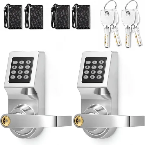 Vista 9 de Hicarer Paquete de 1 cerradura de puerta con teclado comercial con asa Negro mate