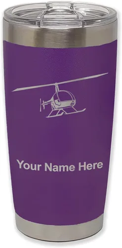 Vista 18 de LaserGram Vaso aislado al vacío de 20 onzas, helicóptero 2, grabado personalizado incluido (negro)