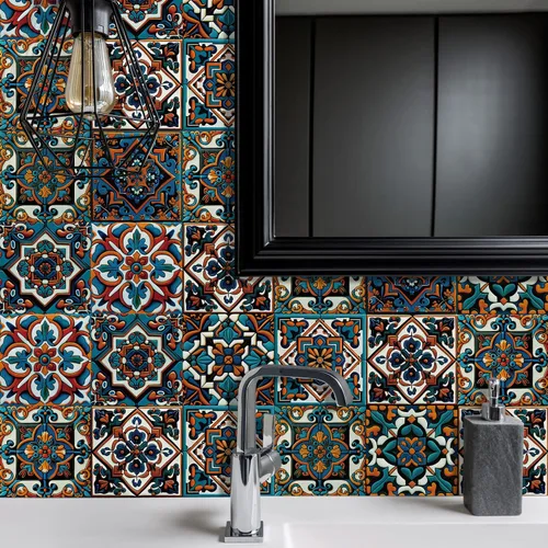 Vista 60 de Alwayspon Adhesivo para azulejos de pared moriscos para despegar y pegar, calcomanías de vinilo autoadhesivas para azulejos de cocina y baño, 4 x 4