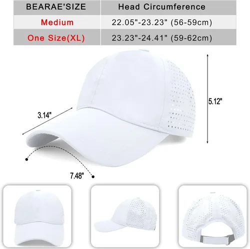 Vista 3 de Gorra de béisbol de malla de gran tamaño para hombres y mujeres, gorra de secado rápido, ajustable, ligera, para deportes al aire libre