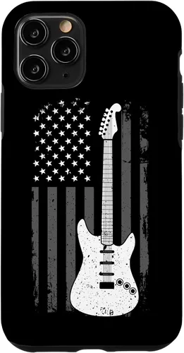 Vista 13 de iPhone 12 mini guitarra americana bandera de Estados Unidos reproductor de música Guitarrista eléctrico caso de regalo