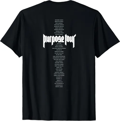 Vista 2 de Justin Bieber Camiseta oficial Purpose Tour Photo Dateback, Negro, S
