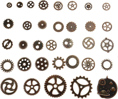 Vista 7 de Aokbean 150 piezas de metal, bronce, vintage, variadas, para hacer joyería. Gargantillas, relojes, ruedas