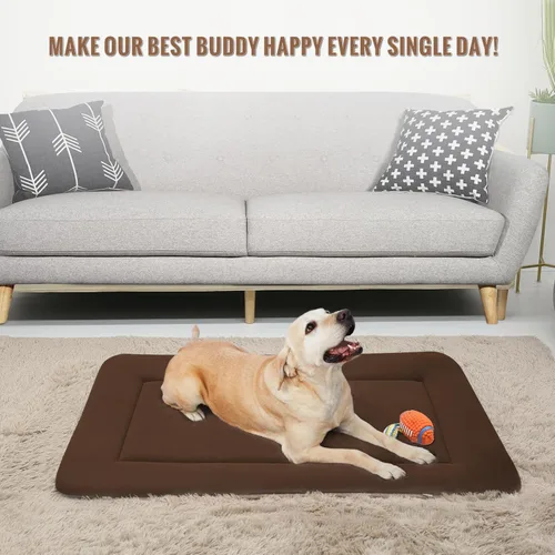 Vista 7 de Magic Dog Cama grande para perros – Almohadilla suave para jaula de 42 pulgadas, lavable a máquina, con parte inferior antideslizante, color café