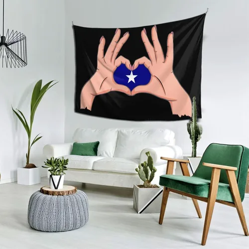 Vista 3 de LIFANGMI Holding A Heart Bonnie Blue Flag Tapestry Wall Hanging 60x40 Inch Bedroom Living Room Dormitory Home Decoration Wall Tapestry