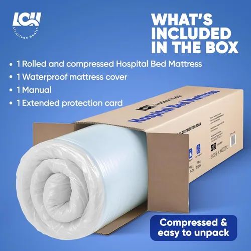 Vista 4 de Livaclean Health Colchón para cama de hospital, tamaño individual XL, 80 x 36 x 6 pulgadas, colchón médico de espuma viscoelástica de gel de 1.181